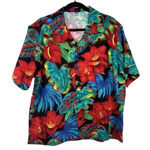 VTG Fashion Seal Multicolor Mens Large Cotton‎ Shirt Floral Tropical Uniforms